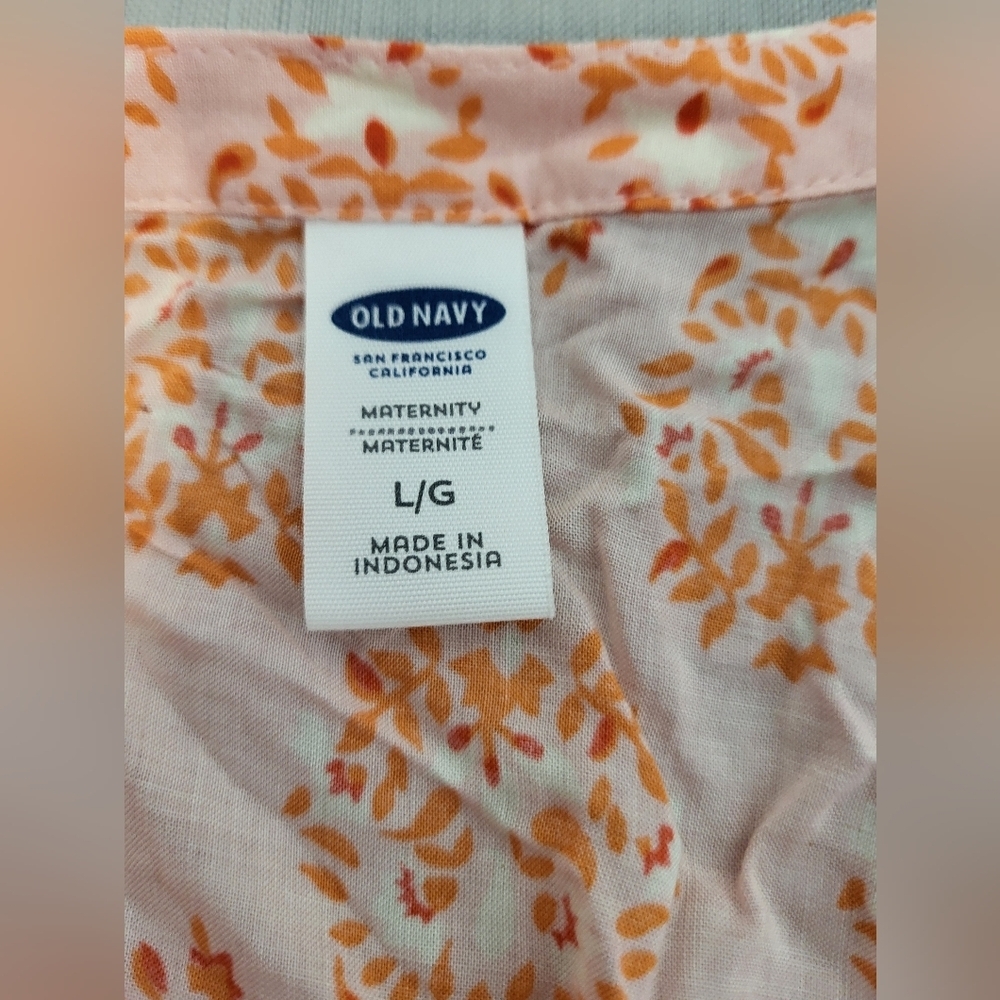 Maternity-Gap Orange Floral Tank Top, Size Large - Picture 3 of 4